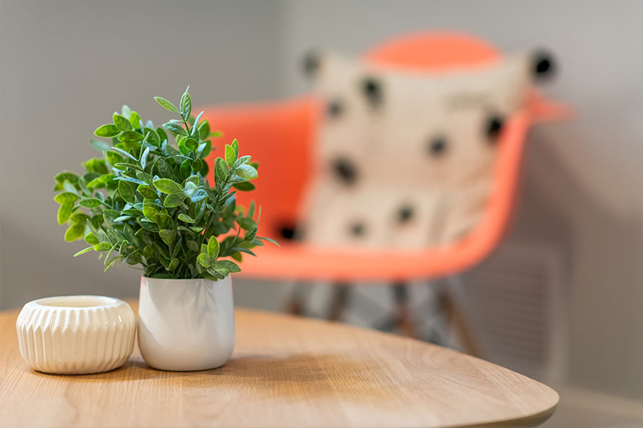 You can make your desk your own with photos, desk plants, and decorations.