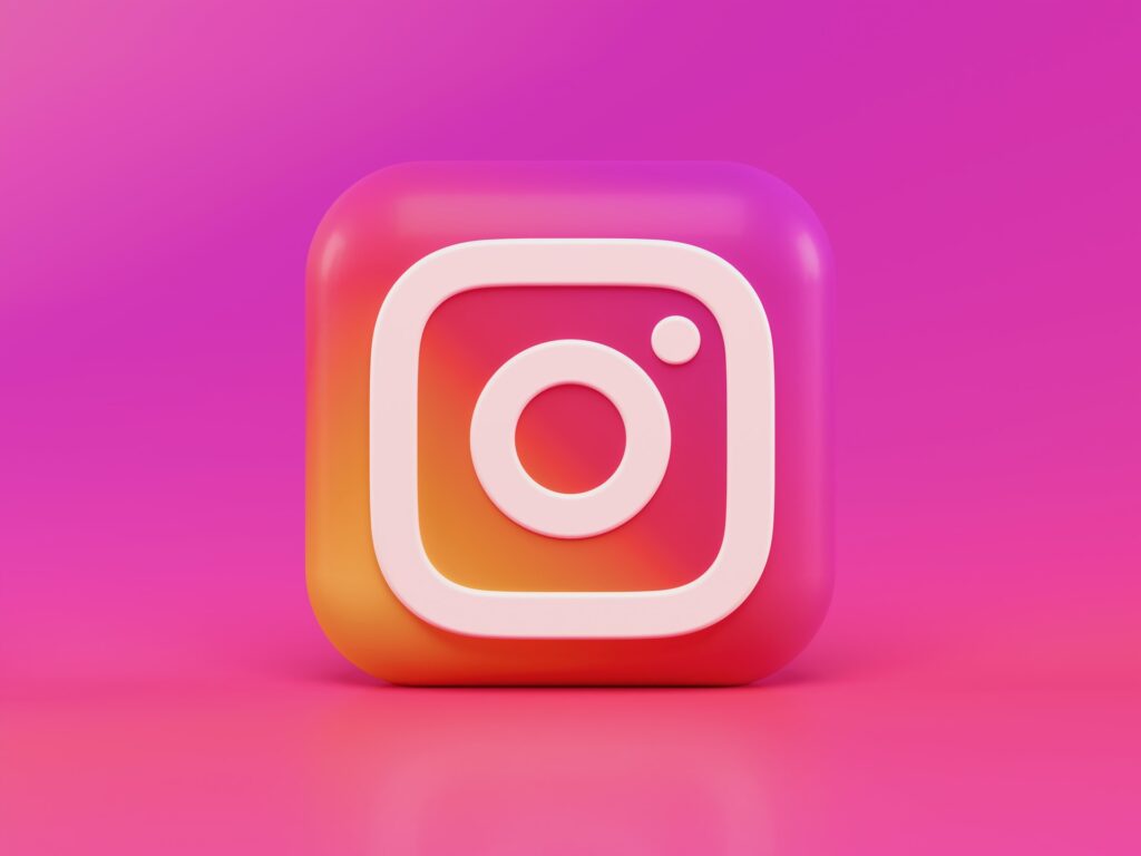 instagram logo pink and white illustration